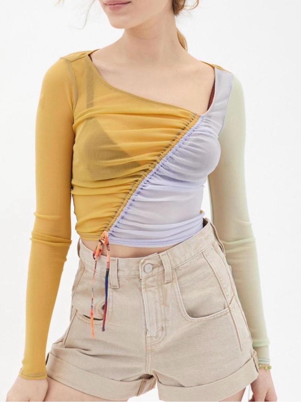 Urban Outfitters Shona Cinched Mesh Top - S